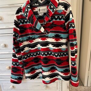 Outback Red Southwestern Cowl Neck Sweater - Red, Black, Turquoise